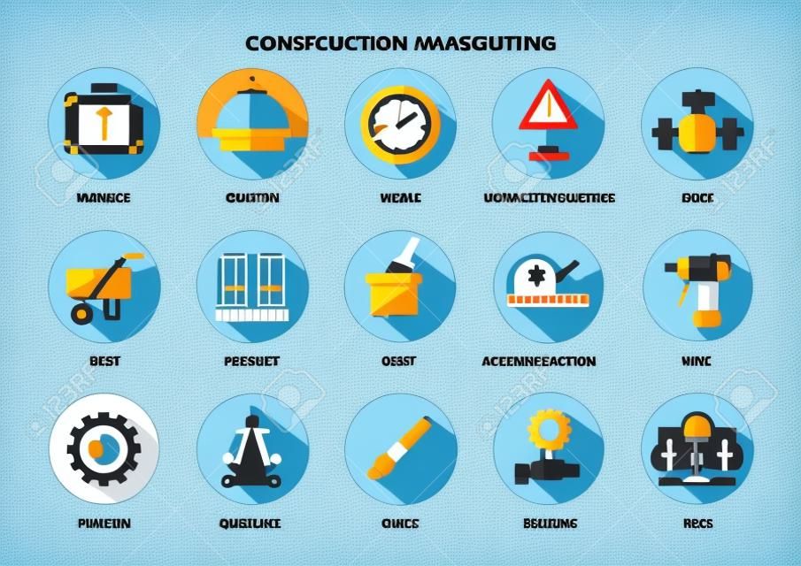 Construction icons set for business, marketing, management