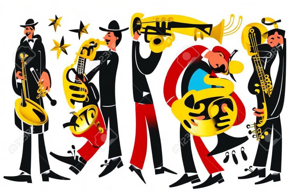 爵士音樂家 - 矢量繪圖的卡通插​​圖