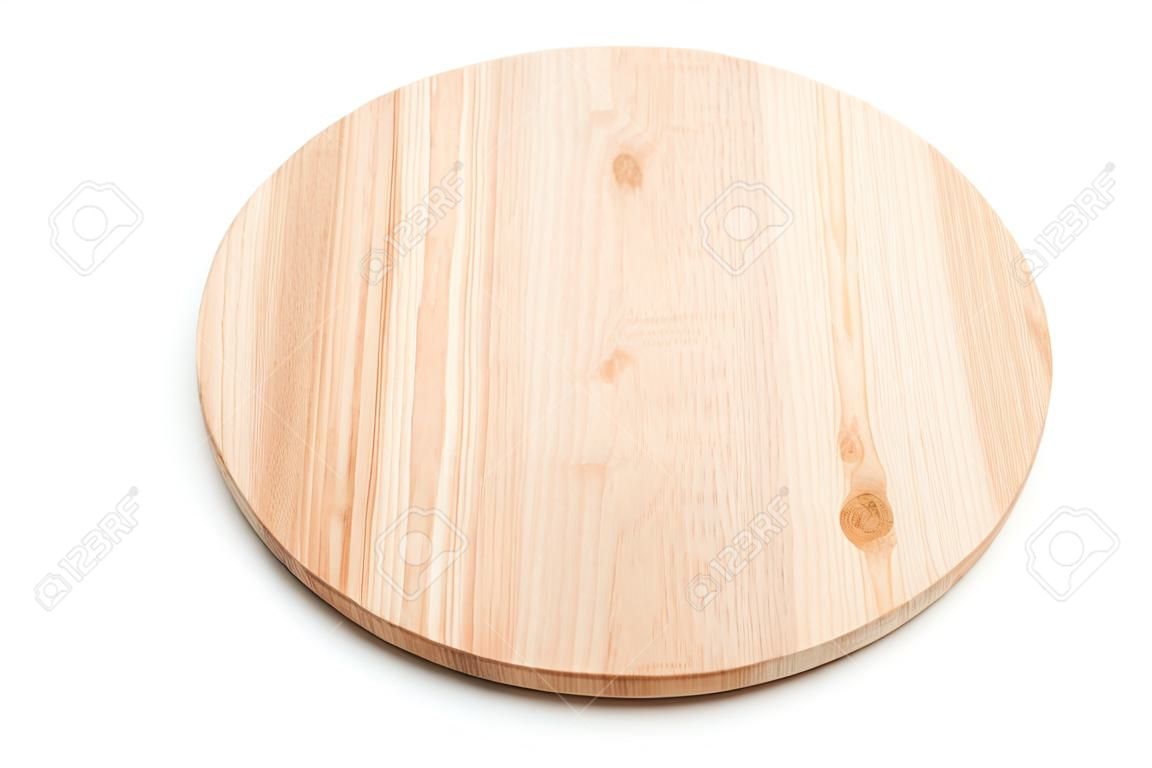 plateau en bois de cercle sur fond blanc