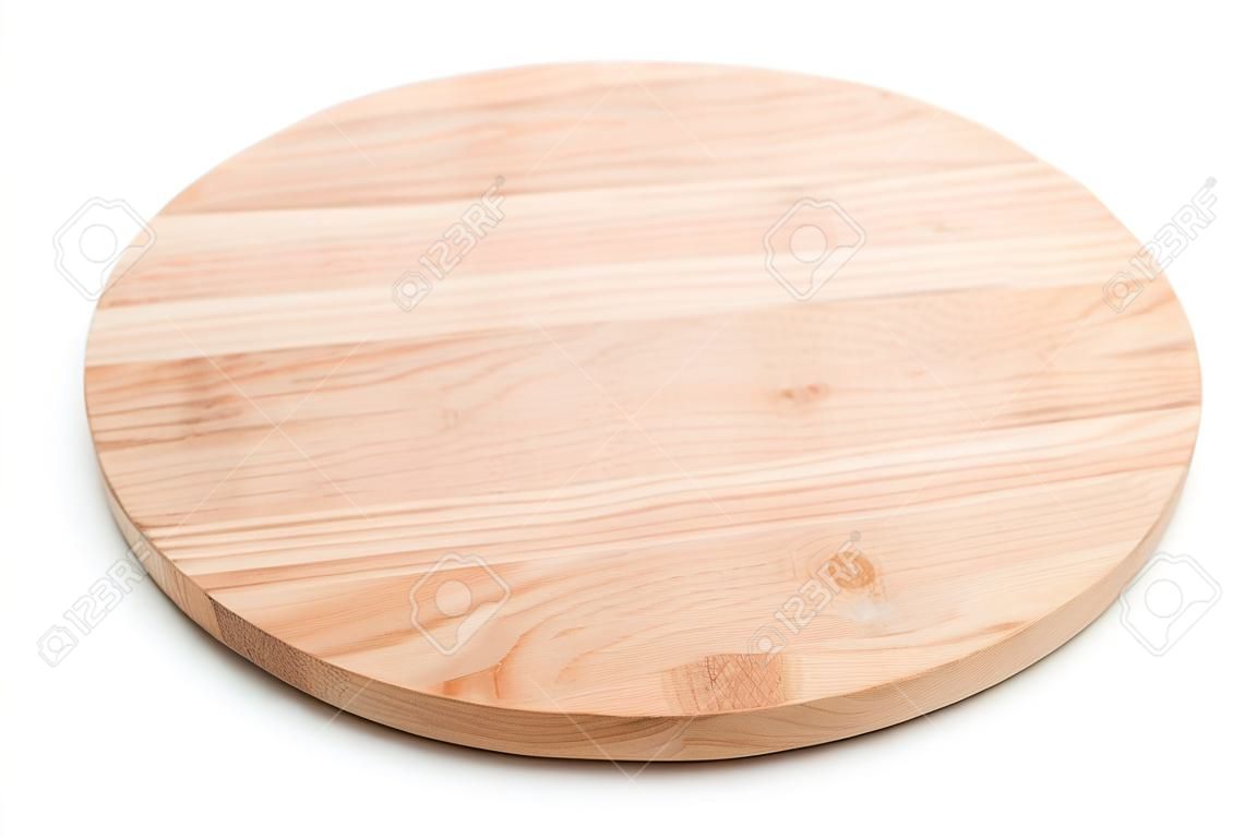 plateau en bois de cercle sur fond blanc