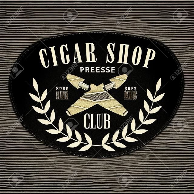 Attraversata Sigari Premium Quality fumatori Club in bianco e nero timbro di un posto di fumo Modello di progettazione.