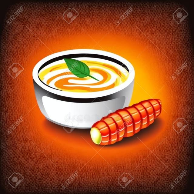 Corn Soup Traditional Mexican Cuisine Dish Food Item From Cafe Menu Vector Illustration. Part Of Collection Of National Meal From Mexico Vector Cartoon Illustrations.