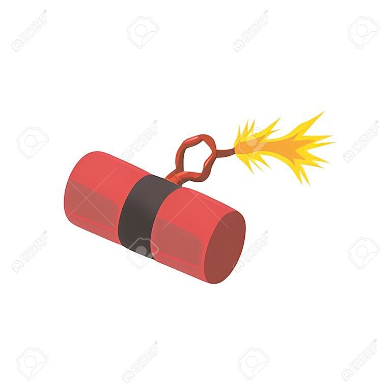 Esplosione della bomba della dinamite con lo stoppino bruciante, illustrazione di vettore del fumetto di concetto di industria mineraria