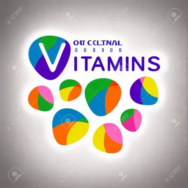 Vitamines logo modèle design original, vecteur d'étiquette de pharmacie Illustration