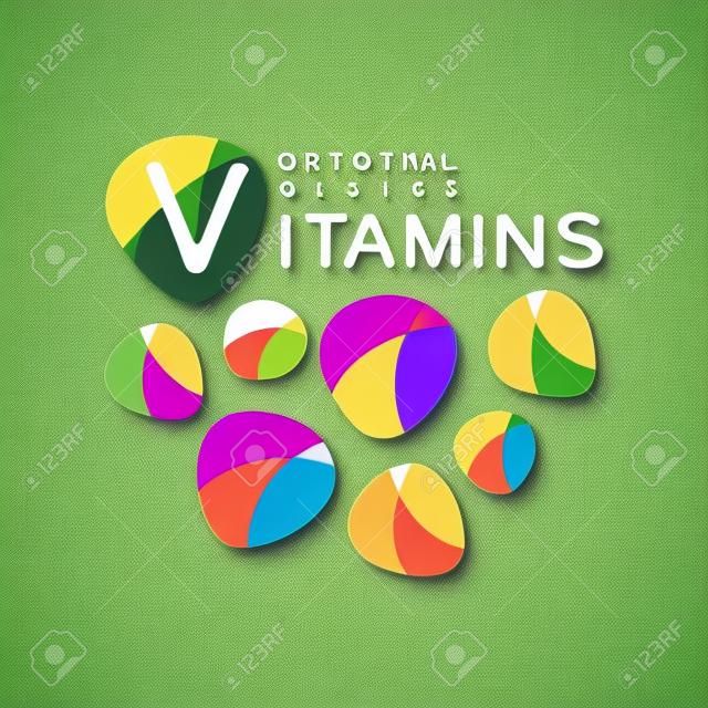 Ursprüngliches Design der Vitaminlogoschablone, Apothekenaufkleber-Vektor Illustration