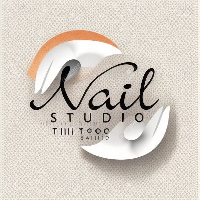 Nail studio, design element for nail bar, beauty saloon, manicurist technician vector Illustration on a white background