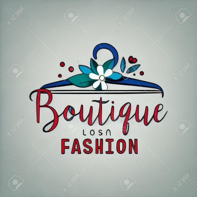 Modeboutique-Logo, Bekleidungsgeschäft, kreative Etikettenvektorillustration des Kleiderladens