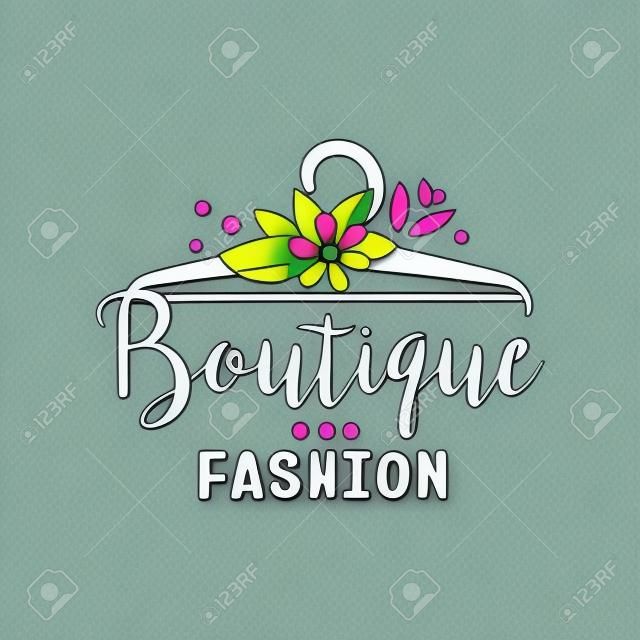 Modeboutique-Logo, Bekleidungsgeschäft, kreative Etikettenvektorillustration des Kleiderladens