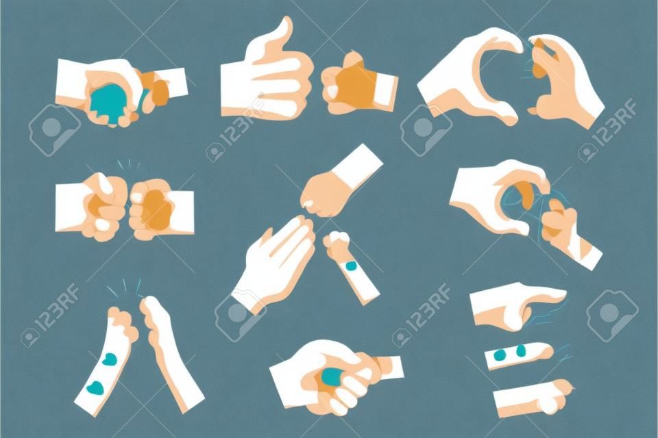 Mão, de, um, homem, segurando, animais, pata, conjunto, animal, e, humano, handshake vector