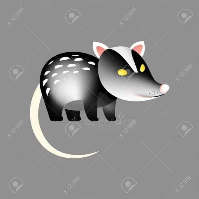 Cute Opossum Wild Animal Side View Vector Illustration