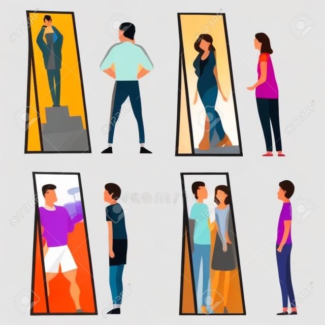 person looking in mirror clipart