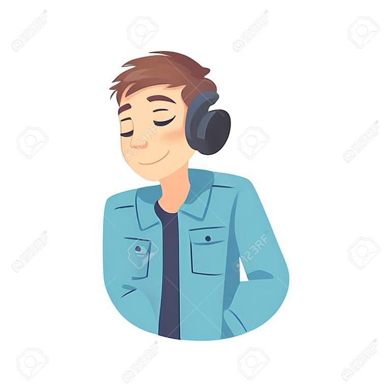 Teen Boy Thinking up an Idea with Happy Facial Expression, Teenager Dreaming about Something with Closed Eyes Cartoon Style Vector Illustration