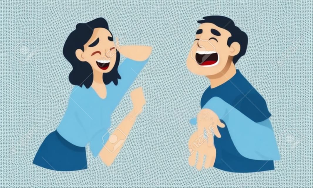 Laughing Out Loud Man and Woman Character Feeling Amused and Full of Fun Vector Set