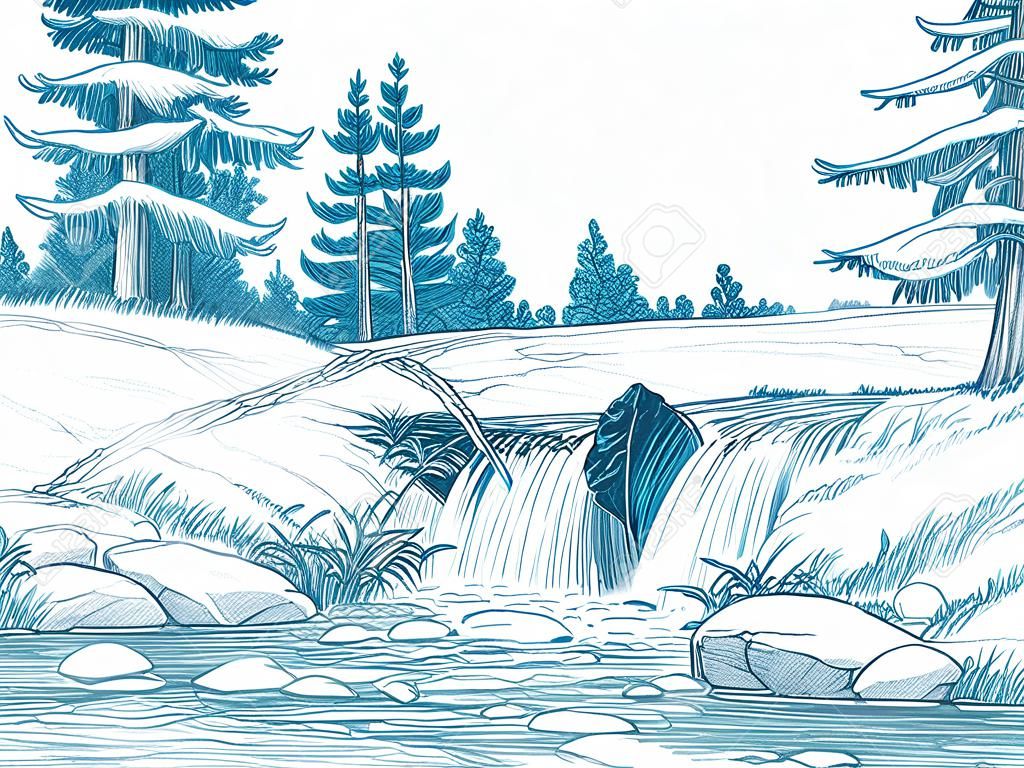 Mountain rysunek oÅ‚Ã³wkiem rzeki