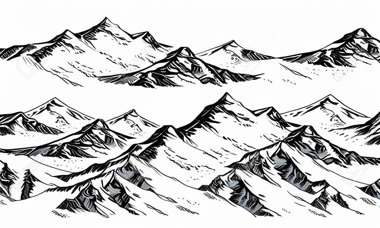 Chaîne de montagnes. Panorama de vecteur