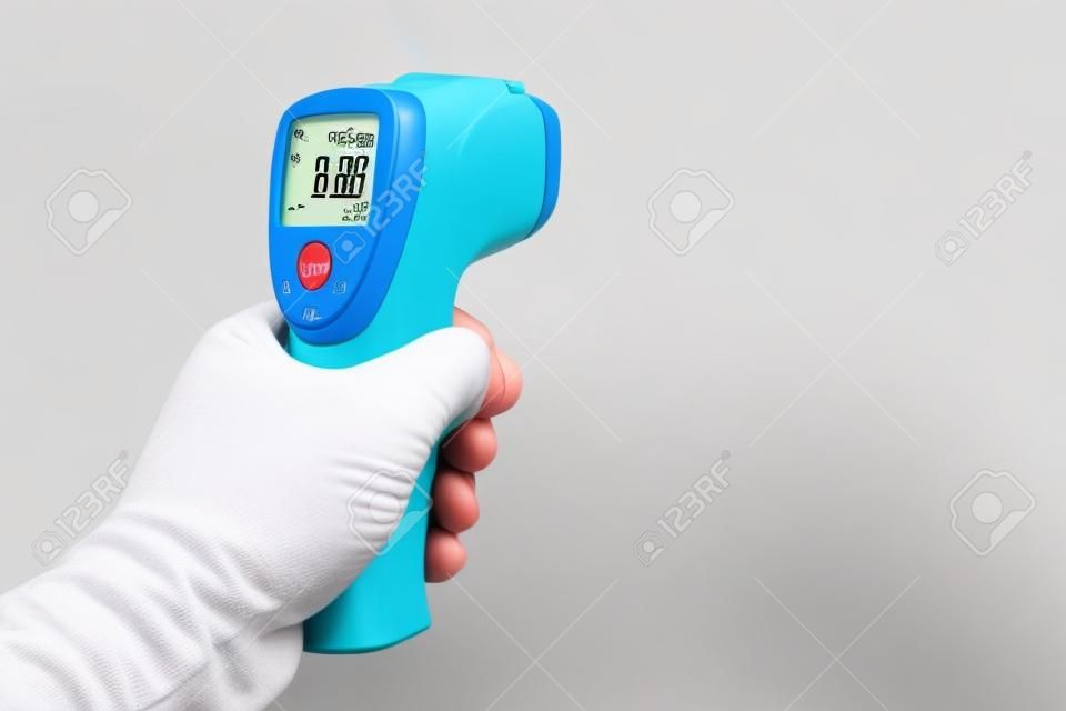 Hand held thermometer to measure fever and free space