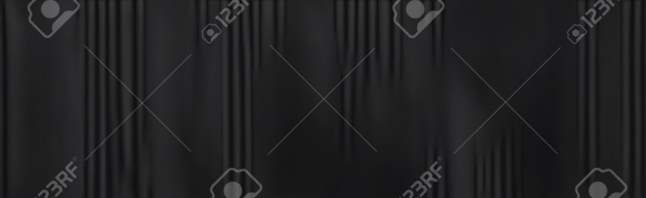 Panorama of Black patterned plastic wall panels texture and seamless background