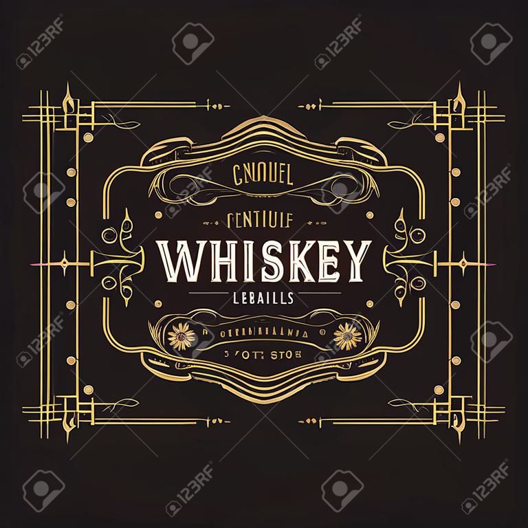 antique frame vintage border whiskey label retro  vector illustration