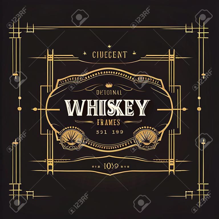 antique frame vintage border whiskey label retro  vector illustration