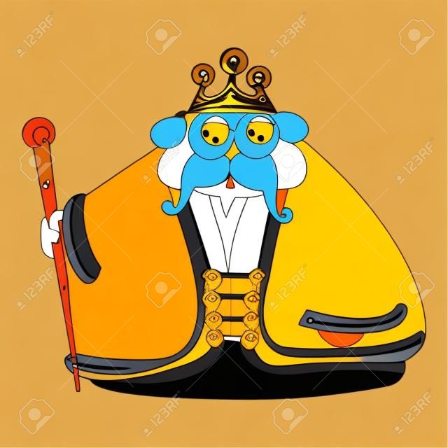 A cartoon vector illustration of a fat regal king.