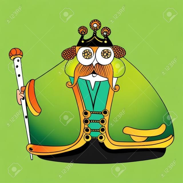 A cartoon vector illustration of a fat regal king.
