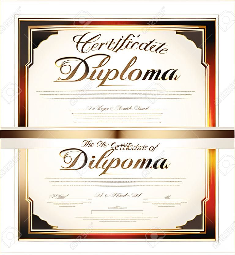 Certificate or diploma template, vector illustration
