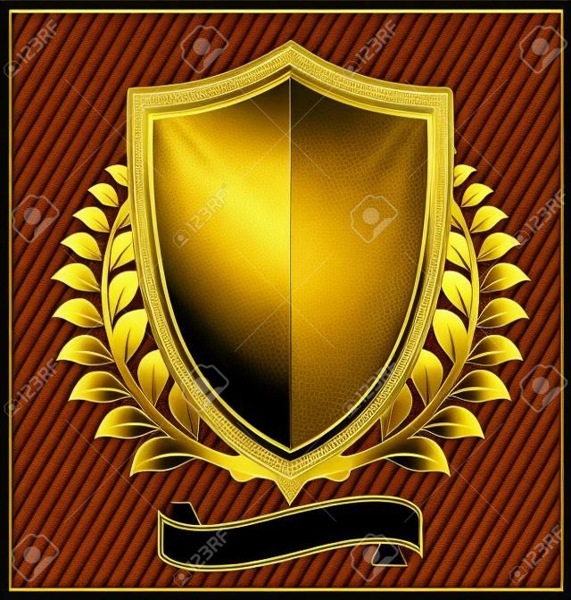 Shield with a golden frame