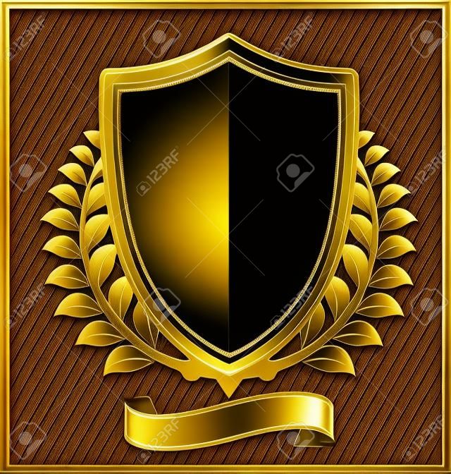 Shield with a golden frame
