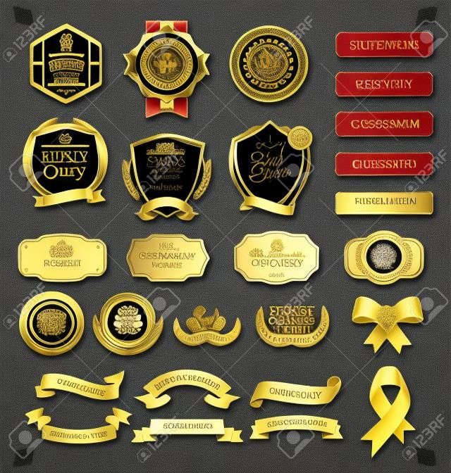 Luksusowe złote odznaki i etykiety premium