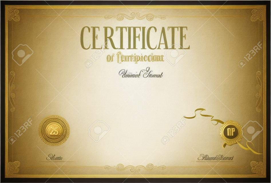 certificado o diploma de diseño retro