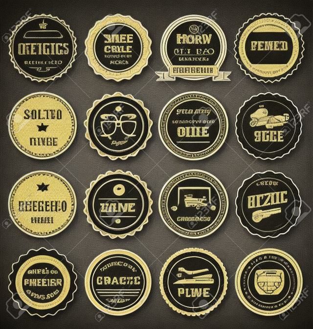 Retro vintage emblemas e etiquetas coleção preta