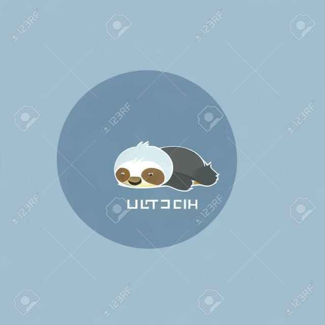 Preguiça preguiçoso, ícone de sono de preguiça bonito, design de logotipo, ilustração vetorial