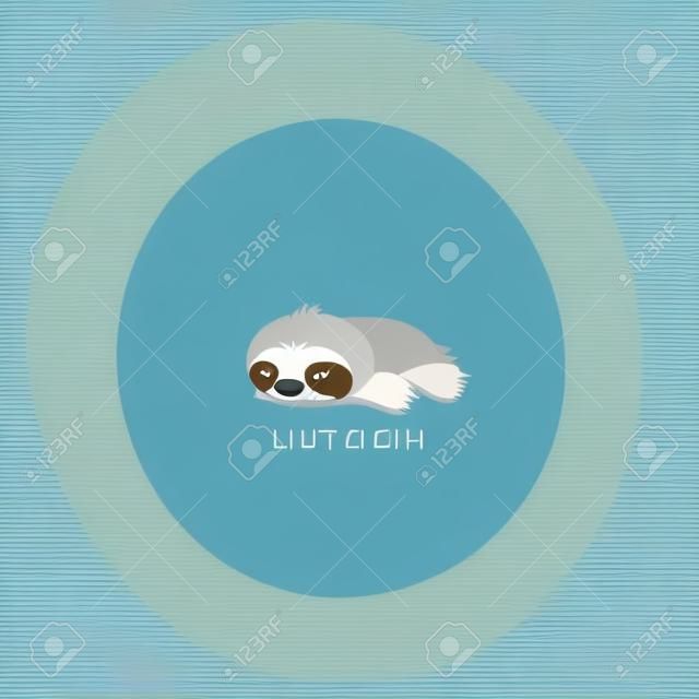 Ленивый ленивец, милый спящий ленивец значок, дизайн логотипа, векторные иллюстрации