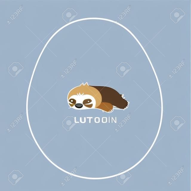 Preguiça preguiçoso, ícone de sono de preguiça bonito, design de logotipo, ilustração vetorial