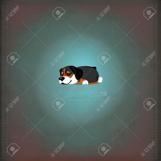 Luie hond, schattige rottweiler pup slaappictogram, logo ontwerp, vector illustratie