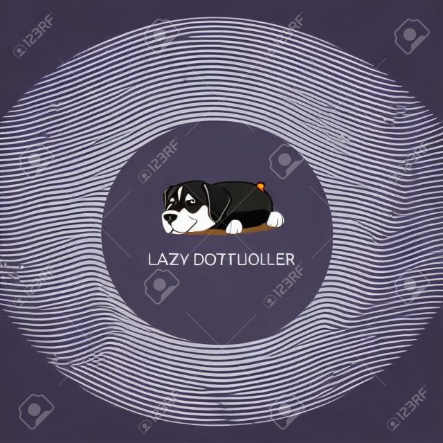 Luie hond, schattige rottweiler pup slaappictogram, logo ontwerp, vector illustratie