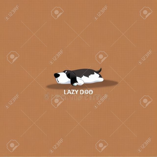 Lazy dog, cute basset hound sleeping icon, vector illustration