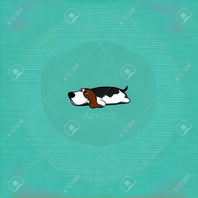 cão preguiçoso, bonito basset cão de dormir ícone, ilustração vetorial