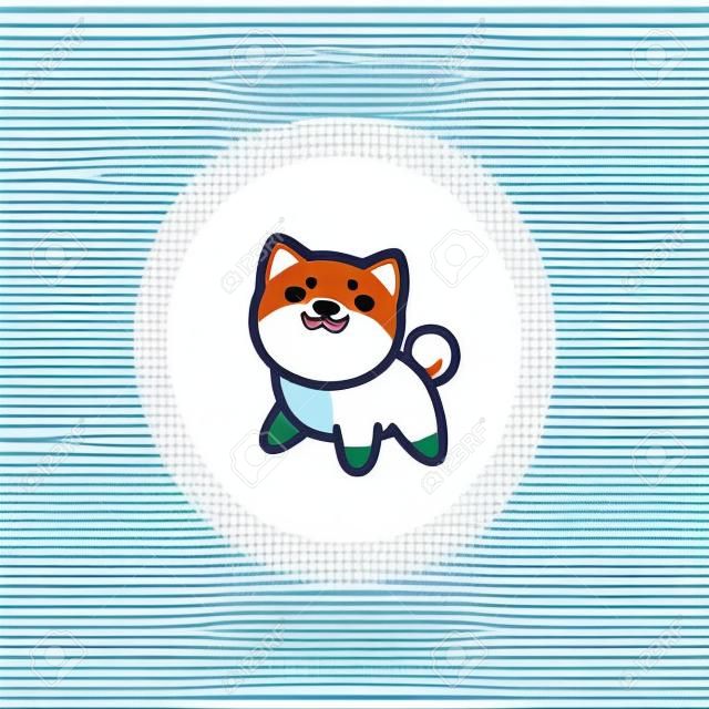 Cute shiba inu dog cartoon icon, vector illustration
