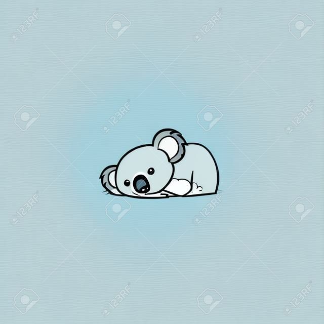 Lazy koala sleeping cartoon, ilustração vetorial