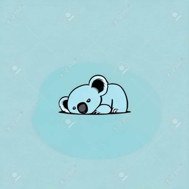 Lazy koala sleeping cartoon, ilustração vetorial