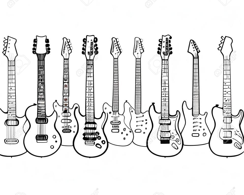 Siluetas de las guitarras eléctricas aisladas en blanco