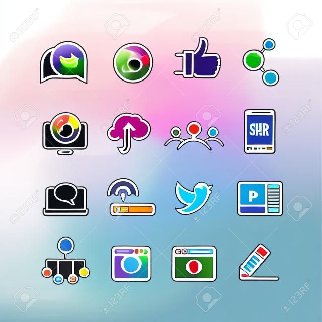 Different social media icons collection. Vector clip-art