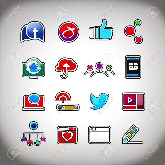 Different social media icons collection. Vector clip-art