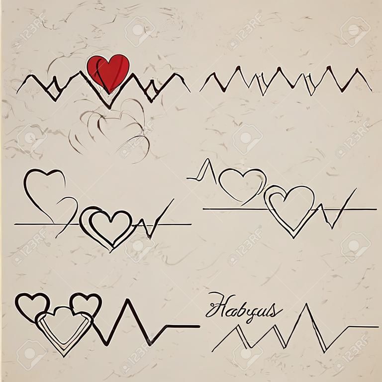 Verzameling van vector hartslag tatoeage ontwerpen