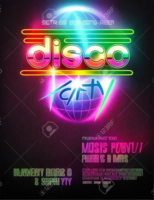 Shiny retro 80s party of disco party uitnodiging sjabloon