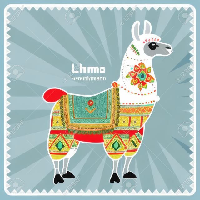 エスニック雑貨とベクトルかわいいアルパカ ラマ動物