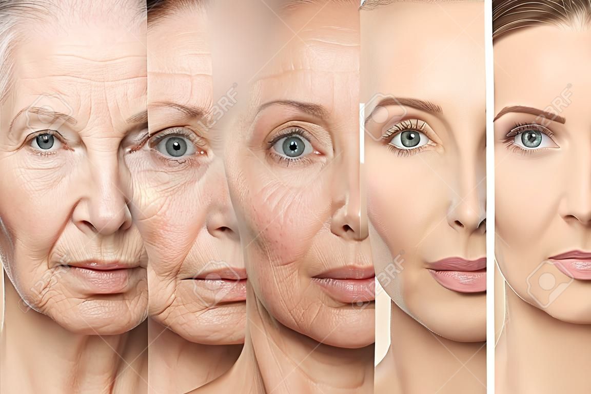 Красота концепция старения кожи, процедуры против старения на лице кавказской женщины