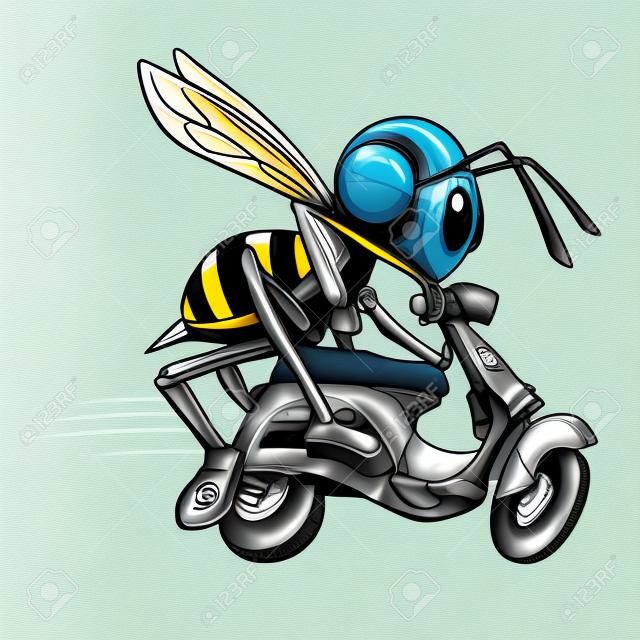 Иллюстрация пчелы на его скутере