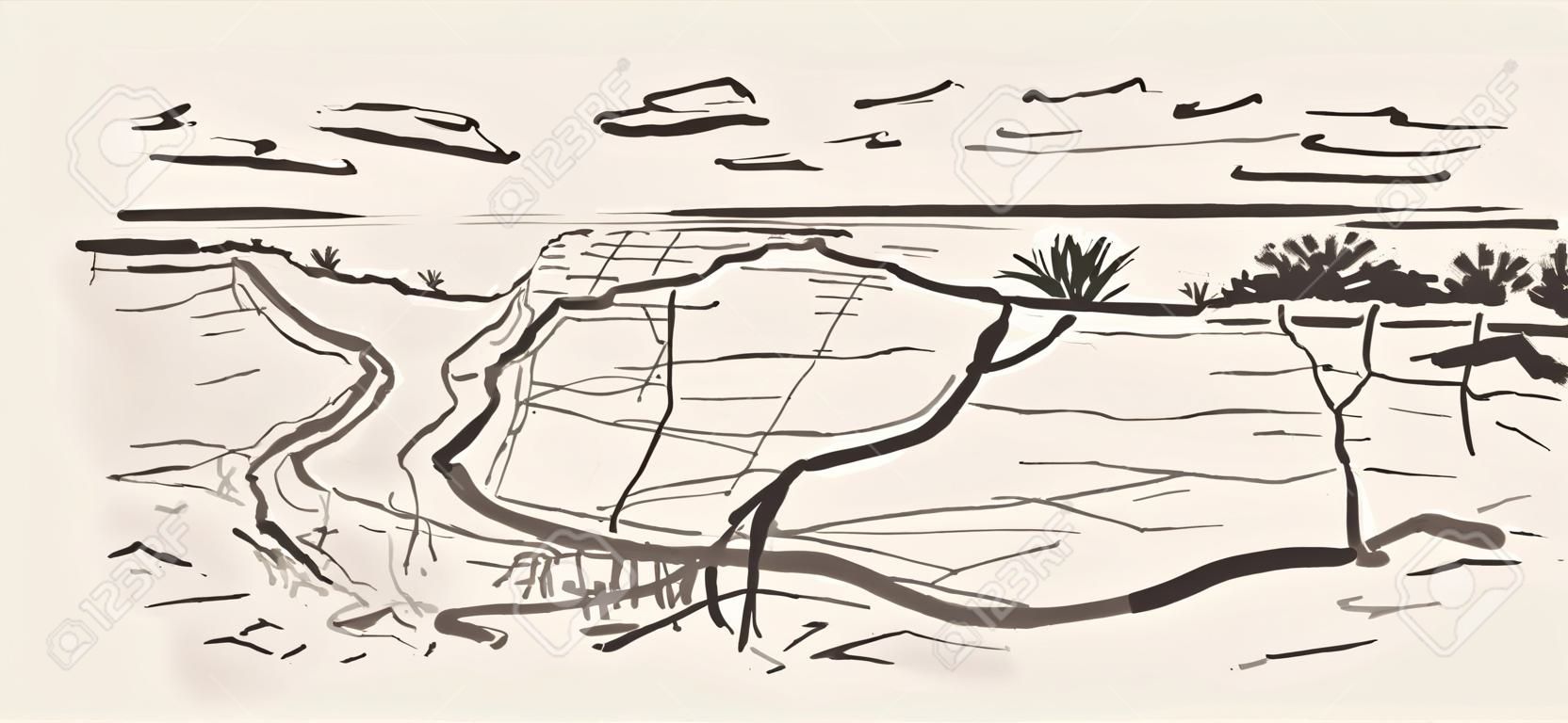 Grand canyon hand drawn style. Arizona sketch illustration on white background.